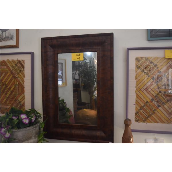 ANTIQUE AMERICAN EMPIRE FLAME MAHOGANY RECTANGULAR MIRROR (26" X 37")