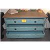 Image 3 : DISTRESSED BLUE 3 DRAWER CHEST (47" X 23 1/2" X 33 1/2")