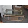 Image 2 : MCGUIRE RATTAN GLASS TOP COFFEE TABLE (36" X 19 3/4" X 18")