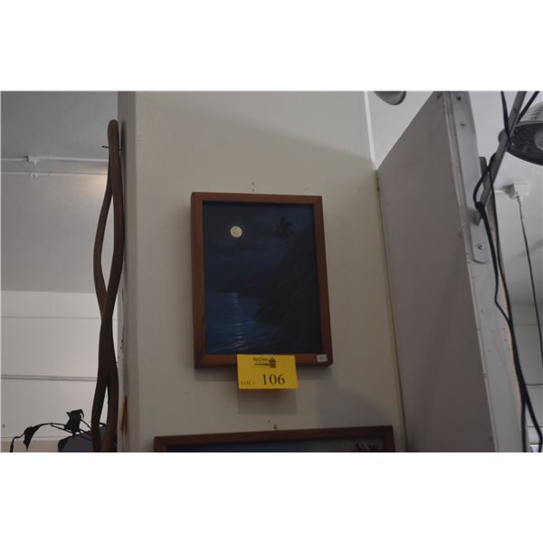 KOA FRAMED OIL ON CANVAS, "HAWAIIAN MOONLIGHT"; BY RUDOLF GONZALEZ (10" X 13")