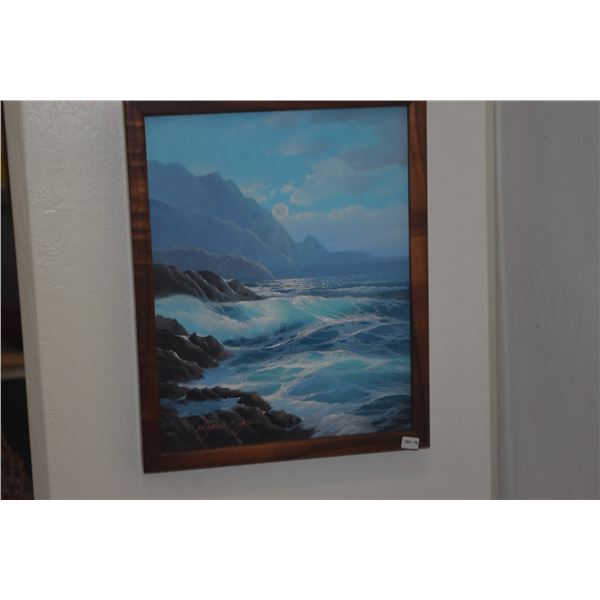 KOA FRAMED OIL ON CANVAS, HAWAIIAN SEASCAPE; SIGNED EDGARDO GARCIA (11" X 14")