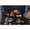 Image 1 : MICHAEL ARAM GOLD ORCHID CAVIAR DISH W/SPOON, TRIPLE NUT DISH & NUT BOWL W/SPOON (3 PCS)