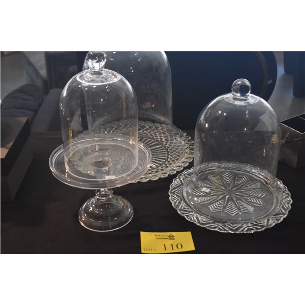 3 GLASS CLOCHE W/CAKE STANDS & PLATES (6 PCS) (DOES NOT INCLUDE DESSERTS)