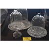 Image 1 : 3 GLASS CLOCHE W/CAKE STANDS & PLATES (6 PCS) (DOES NOT INCLUDE DESSERTS)