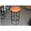 Image 4 : BAR STOOLS W/LEATHER SEATS & BLACK IRON FRAMES (4 PCS)