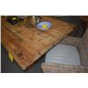 Image 5 : FARMHOUSE STYLE OAK TABLE W/6 SIDE CHAIRS & 2 ARM CHAIRS (TABLE 84 1/2" X 38 1/2" X 29 3/4") (9 PCS)