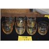 Image 1 : AMBER TONED ROCKS GLASSES W/ETCHED PALM TREE DESIGN (7 PCS) (DOES NOT INCLUDE TRAY)