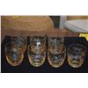 Image 2 : AMBER TONED ROCKS GLASSES W/ETCHED PALM TREE DESIGN (7 PCS) (DOES NOT INCLUDE TRAY)