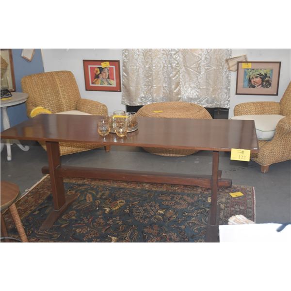 MID CENTURY ARTS & CRAFTS STYLE WOOD TABLE (26" X 71 3/4" X 29 3/4")