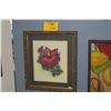 Image 1 : FRAMED VINTAGE AIRBRUSH PRINT, "RED HIBISCUS" BY TED MUNDORFF, 1940'S (16 1/2" X 18 1/2")