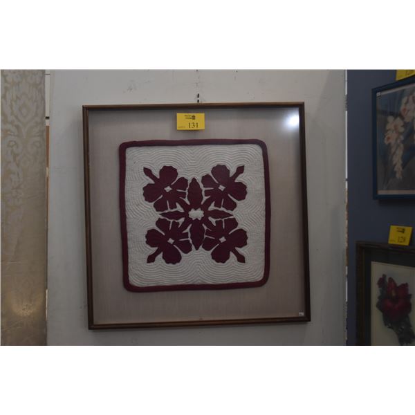 KOA FRAMED QUILT (ROYAL HAWAIIAN HOTEL) (35" X 35")