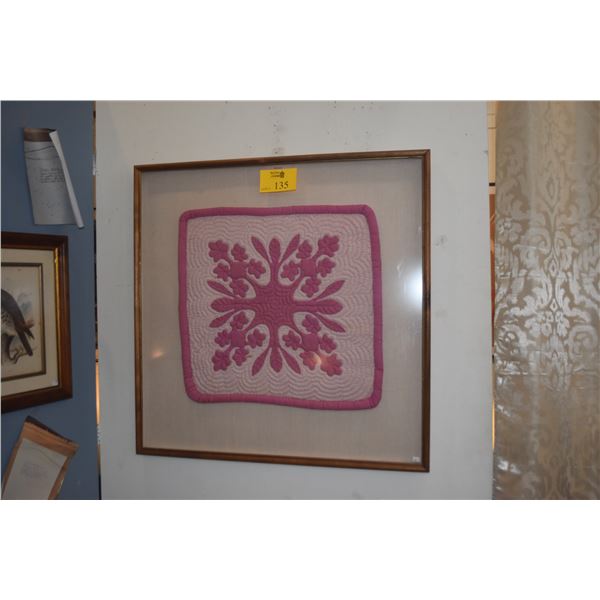KOA FRAMED QUILT (ROYAL HAWAIIAN HOTEL) (35" X 35")