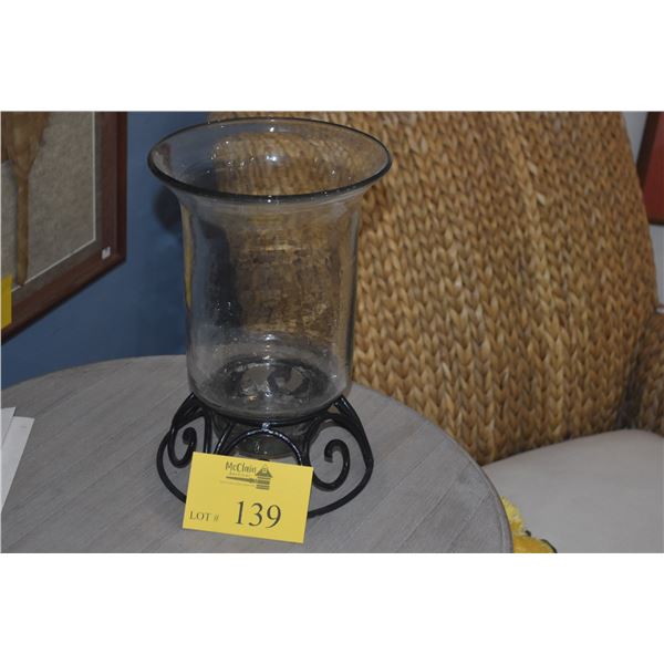 HURRICANE CANDLE HOLDERS W/BLACK METAL BASE