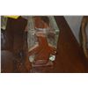 Image 3 : GLASS BLOCK VASES (2 ETCHED, 1 W/WOOD STAND) (3 PCS)