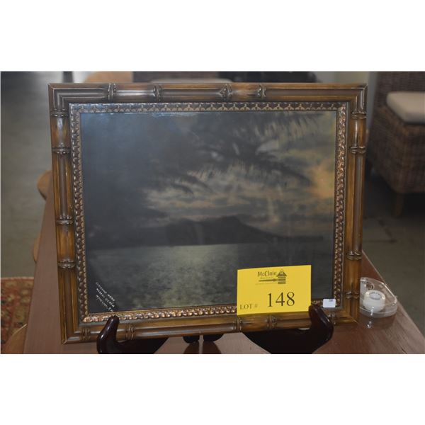 FRAMED PHOTO, DIAMOND HEAD WAIKIKI BEACH, HONOLULU, T.H. (17" X 13 3/4")