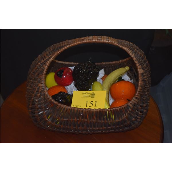 MURANO GLASS FRUITS IN BASKET (13 PCS)