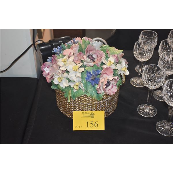 VINTAGE CAPODIMONTE STYLE ITALIAN PORCELAIN FLOWER BASKET/BOX CENTERPIECE; SIGNED