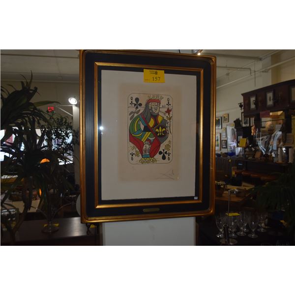 FRAMED COLOR LITHOGRAPH TITLED "QUEEN OF CLUBS" FROM THE PLAYING CARDS SUITE BY SALVADOR DALI 20/150