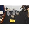 Image 1 : CRYSTAL SALT & PEPPER SHAKERS W/SILVERPLATED TOPS & CREAMER & SUGAR W/STIRLING BASES (4 PCS)