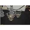 Image 3 : CRYSTAL SALT & PEPPER SHAKERS W/SILVERPLATED TOPS & CREAMER & SUGAR W/STIRLING BASES (4 PCS)