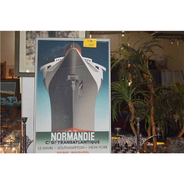 FRAMED ART DECO POSTER BY A.M. CASSANDRE DEPICTING THE SS NORMANDIE OCEAN LINER (24 1/2" X 39 3/4")