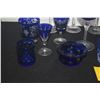 Image 5 : ASSORTED CUT TO CLEAR COBALT BLUE STEMWARE, GLASSES, DISHES & BOTTLE (16 PCS)