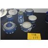 Image 1 : ANTIQUE WEDGWOOD CREAMERS, SUGAR BOWL, SUGAR SHAKER & BOWLS (6 PCS)