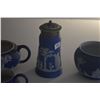 Image 4 : ANTIQUE WEDGWOOD CREAMERS, SUGAR BOWL, SUGAR SHAKER & BOWLS (6 PCS)