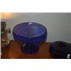 Image 2 : COBALT BLUE CAKE STAND, DRESSER TRAY & VASE (3 PCS)