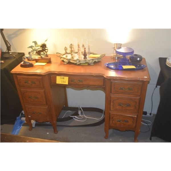 VINTAGE FRENCH PROVINCIAL STYLE VANITY DESK W/7 DRAWERS (50" X 19" X 30")