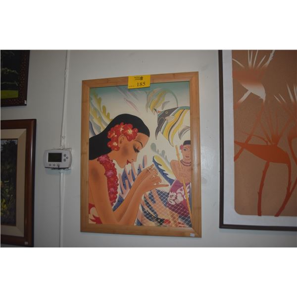 FRAMED PRINT ON CANVAS, "MENDING NET" AFTER FRANK MCINTOSH (23" X 30")