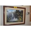 Image 1 : FRAMED OIL ON CANVAS, "THE ROAR OF FALLING WATERS" (RAINBOW FALLS); SIGNED G. EGUCHI (GEORGE) 2018 (