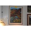 Image 1 : FRAMED ABSTRACT PAINTING ON PAPER, "EARTH VIBRATIONS"; SIGNED NAN '06 (HOLMES) (27" X 36")