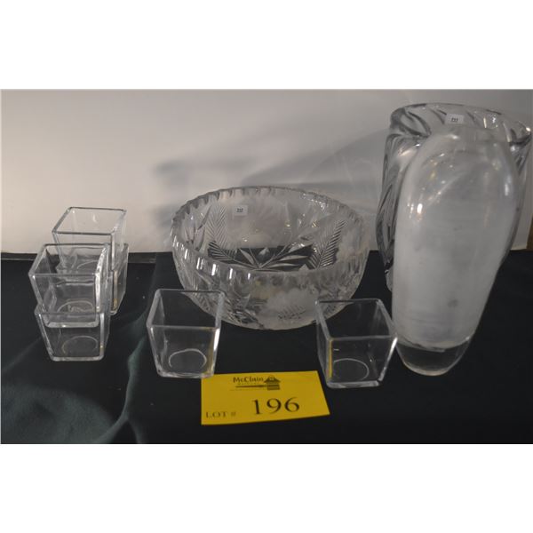 MIXED LOT: VASES, BOWL & CANDLE HOLDERS (9 PCS)