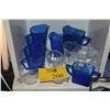 Image 1 : HAZEL ATLAS CREAMERS & SUGAR BOWL IN COBALT BLUE & CLEAR (10 PCS)