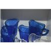 Image 2 : HAZEL ATLAS CREAMERS & SUGAR BOWL IN COBALT BLUE & CLEAR (10 PCS)