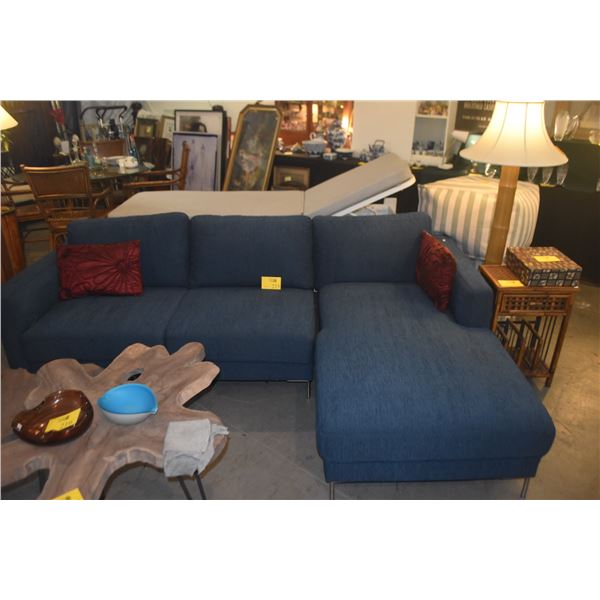 SECTIONAL SOFA W/BLUE UPHOLSTERY (2 SECTIONS) (DOES NOT INCLUDE DECORATIVE THROW PILLOWS)