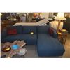Image 1 : SECTIONAL SOFA W/BLUE UPHOLSTERY (2 SECTIONS) (DOES NOT INCLUDE DECORATIVE THROW PILLOWS)