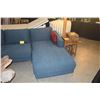Image 2 : SECTIONAL SOFA W/BLUE UPHOLSTERY (2 SECTIONS) (DOES NOT INCLUDE DECORATIVE THROW PILLOWS)