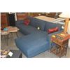 Image 4 : SECTIONAL SOFA W/BLUE UPHOLSTERY (2 SECTIONS) (DOES NOT INCLUDE DECORATIVE THROW PILLOWS)
