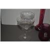 Image 2 : BACCARAT NANCY CRYSTAL CHAMPAGNE SHERBERT GLASSES, CRANBERRY GLASS BUD VASE & CREAMER & HAZEL ATLAS 
