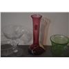 Image 4 : BACCARAT NANCY CRYSTAL CHAMPAGNE SHERBERT GLASSES, CRANBERRY GLASS BUD VASE & CREAMER & HAZEL ATLAS 