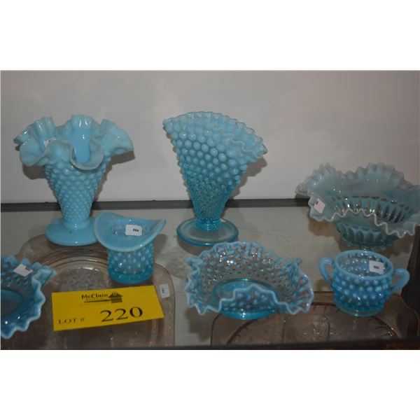 COLLECTION OF FENTON HOBNAIL VASES, BOWLS, CREAMER & SUGAR (11 PCS)