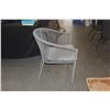 Image 10 : CEMENT OUTDOOR DINING TABLE W/WOODEN TAPERED LEGS & 6 WOVEN CHAIRS (TABLE 93" X 39 1/2" X 30 1/4") (