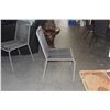 Image 6 : CEMENT OUTDOOR DINING TABLE W/WOODEN TAPERED LEGS & 6 WOVEN CHAIRS (TABLE 93" X 39 1/2" X 30 1/4") (