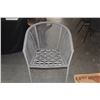 Image 9 : CEMENT OUTDOOR DINING TABLE W/WOODEN TAPERED LEGS & 6 WOVEN CHAIRS (TABLE 93" X 39 1/2" X 30 1/4") (