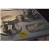 Image 1 : VINTAGE HAT PIN HOLDERS, PORCELAIN TRAYS, PORCELAIN TEA SET & CERAMIC CAKE SERVER (10 PCS)