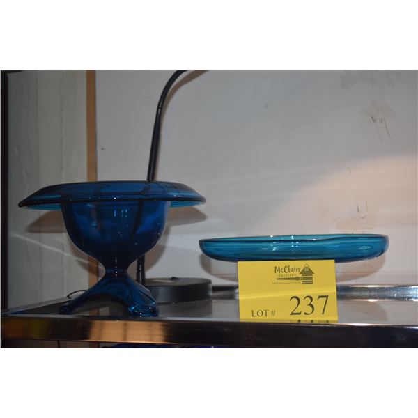 MID CENTURY BLUE GLASS BOWLS (2 PCS)