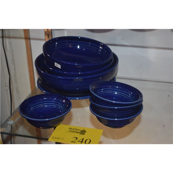 COBALT BLUE FIESTA WARE BOWLS & PLATE (8 PCS)