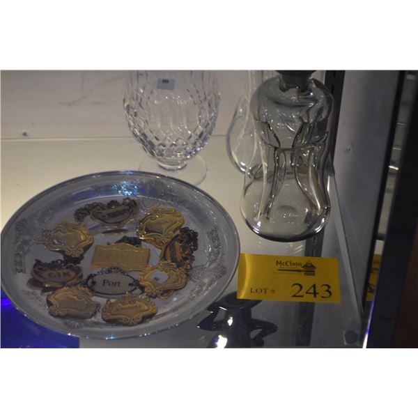 DECANTERS & LIQUOR LABELS (13 PCS) (DOES NOT INCLUDE TRAY)